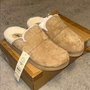 Cozy Tan Slip-On Clogs